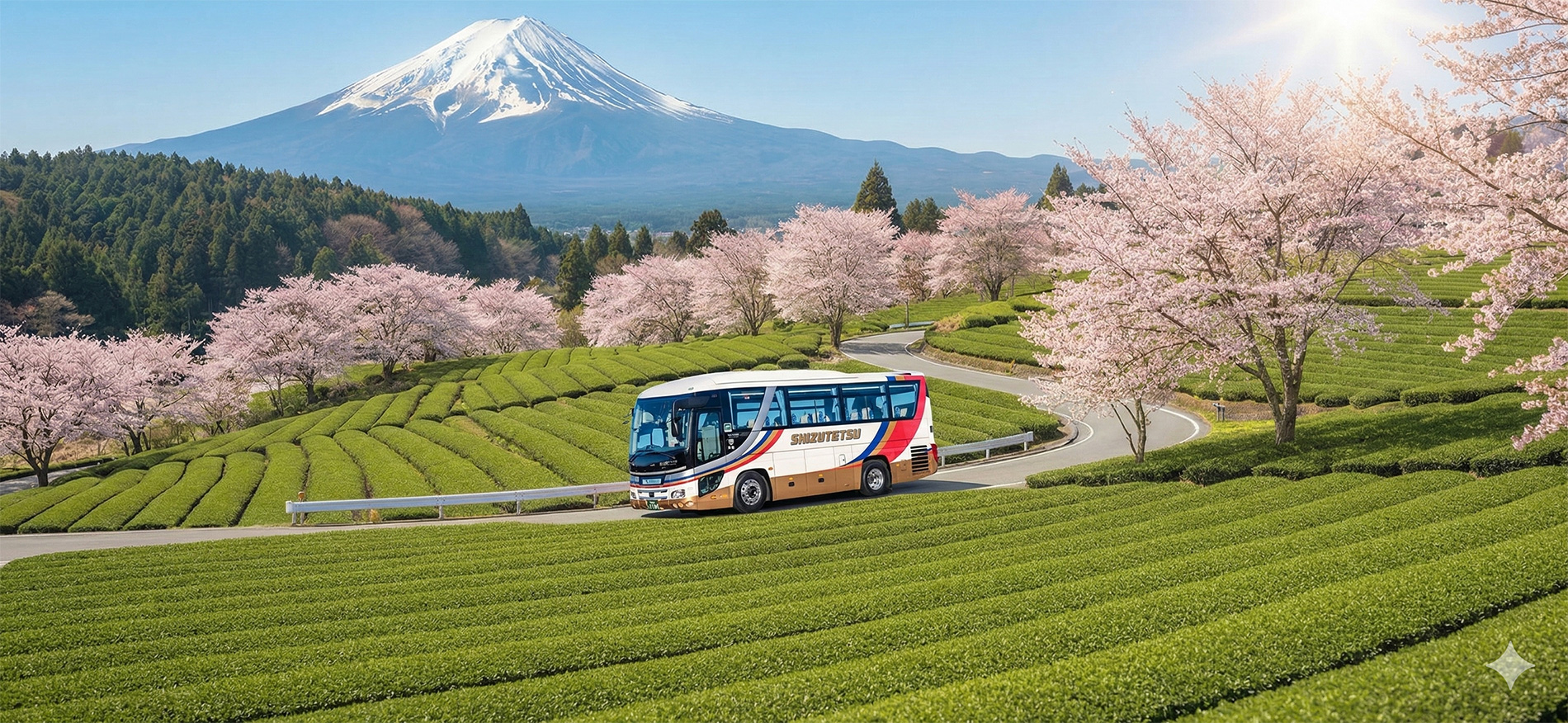 静岡の美しい風景とバスツアーのイメージ